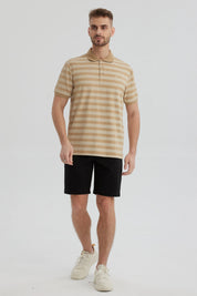 Polera Hombre Cuello Camisero Beige