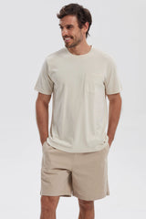 Polera Hombre Básica Con Bolsillo Beige