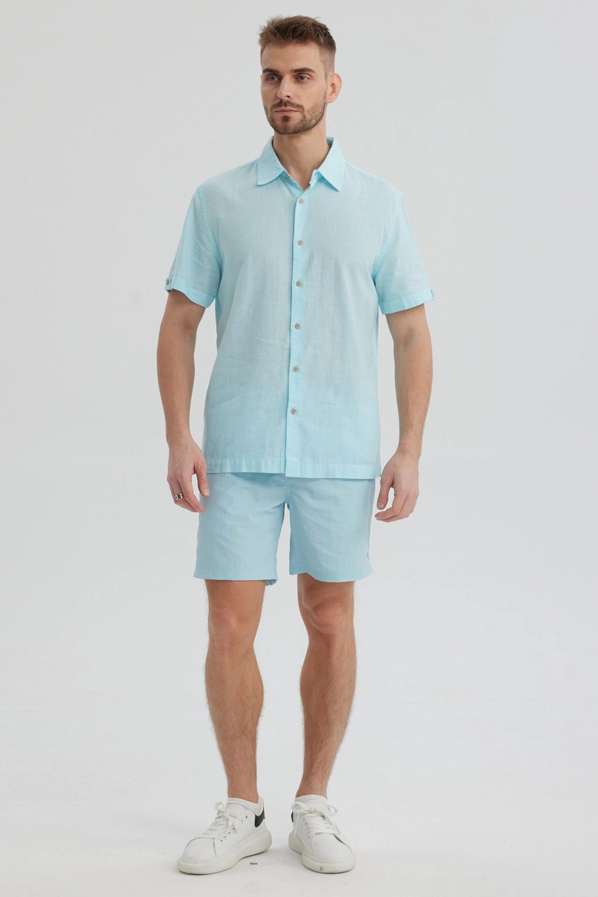 Short de Baño Hombre Liso Celeste