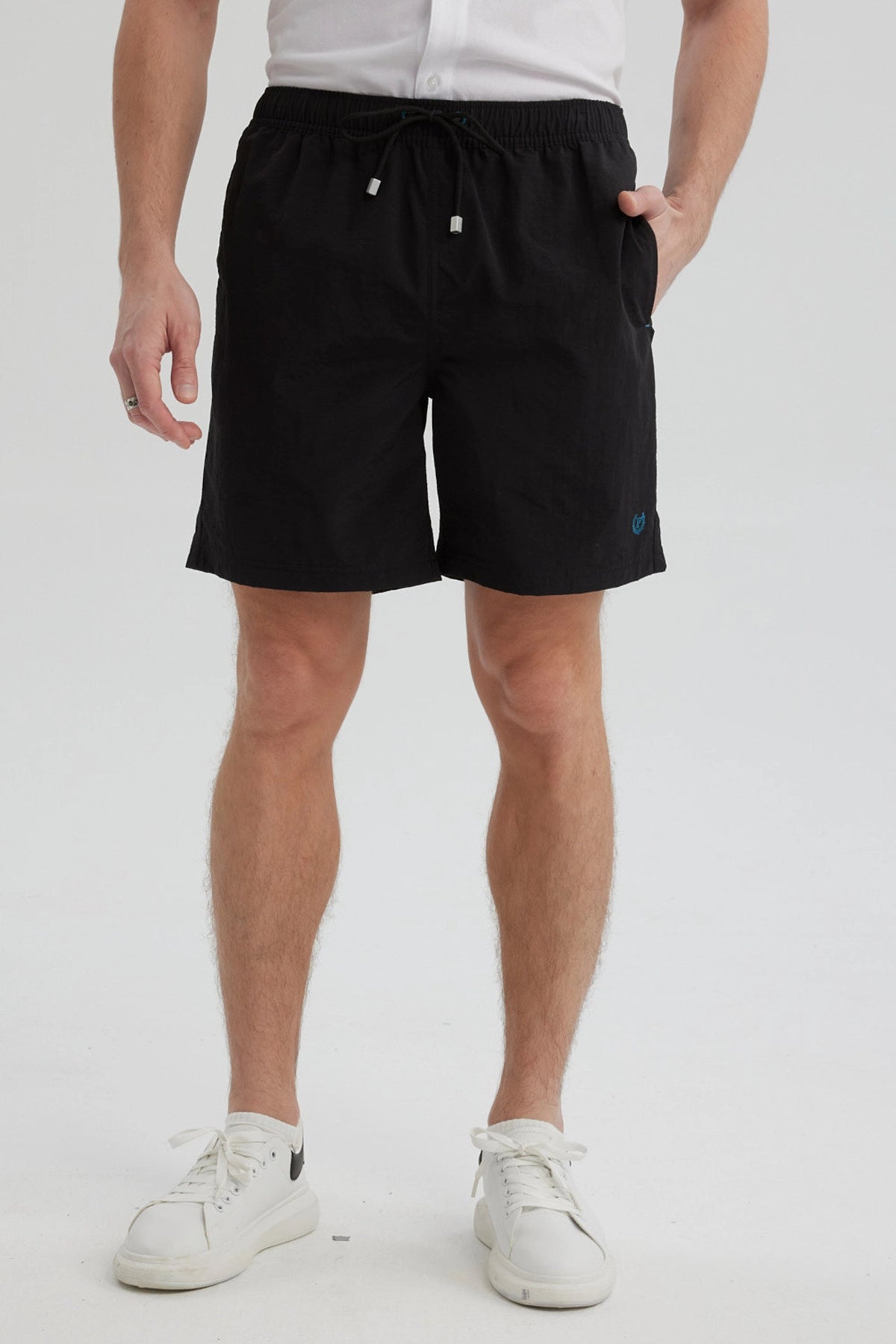 Short de Baño Hombre Liso Negro