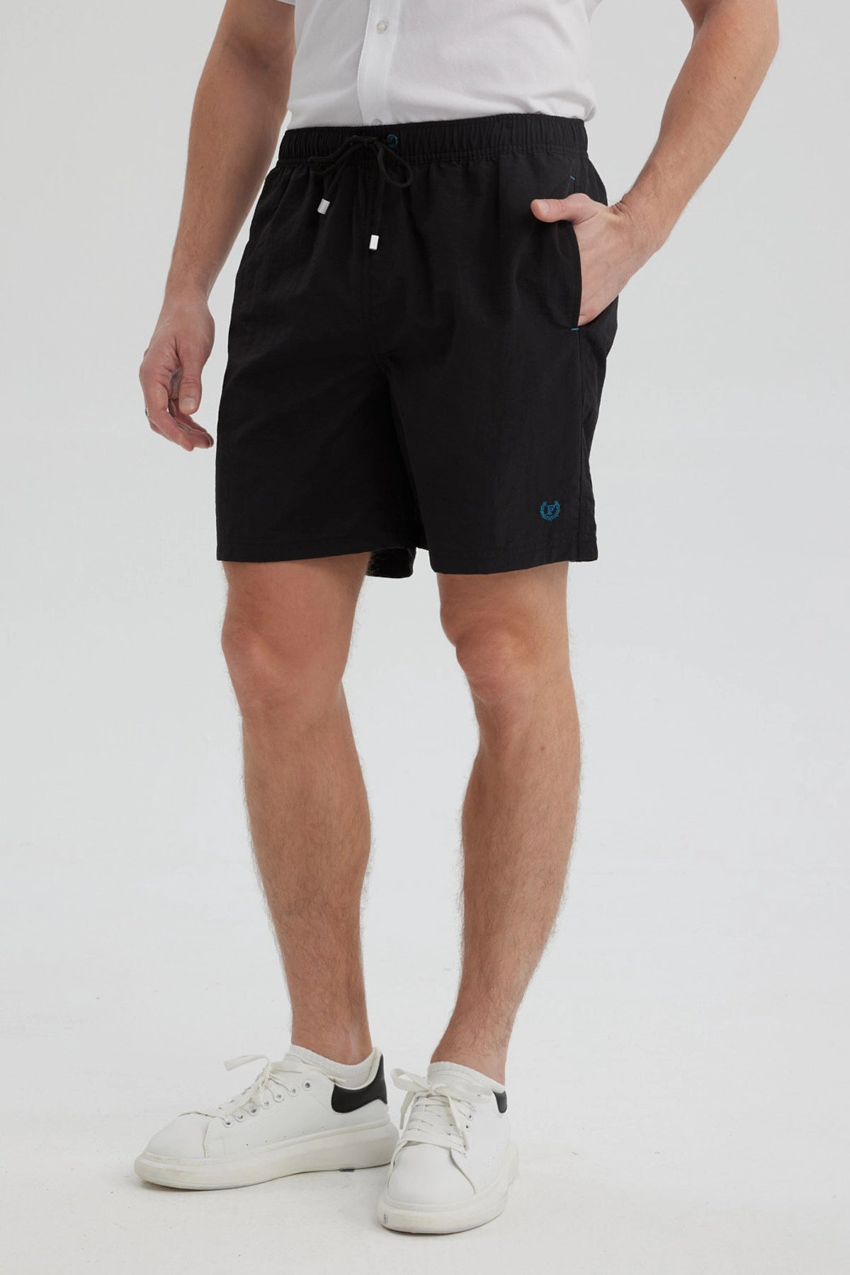 Short de Baño Hombre Liso Negro