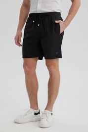 Short de Baño Hombre Liso Negro