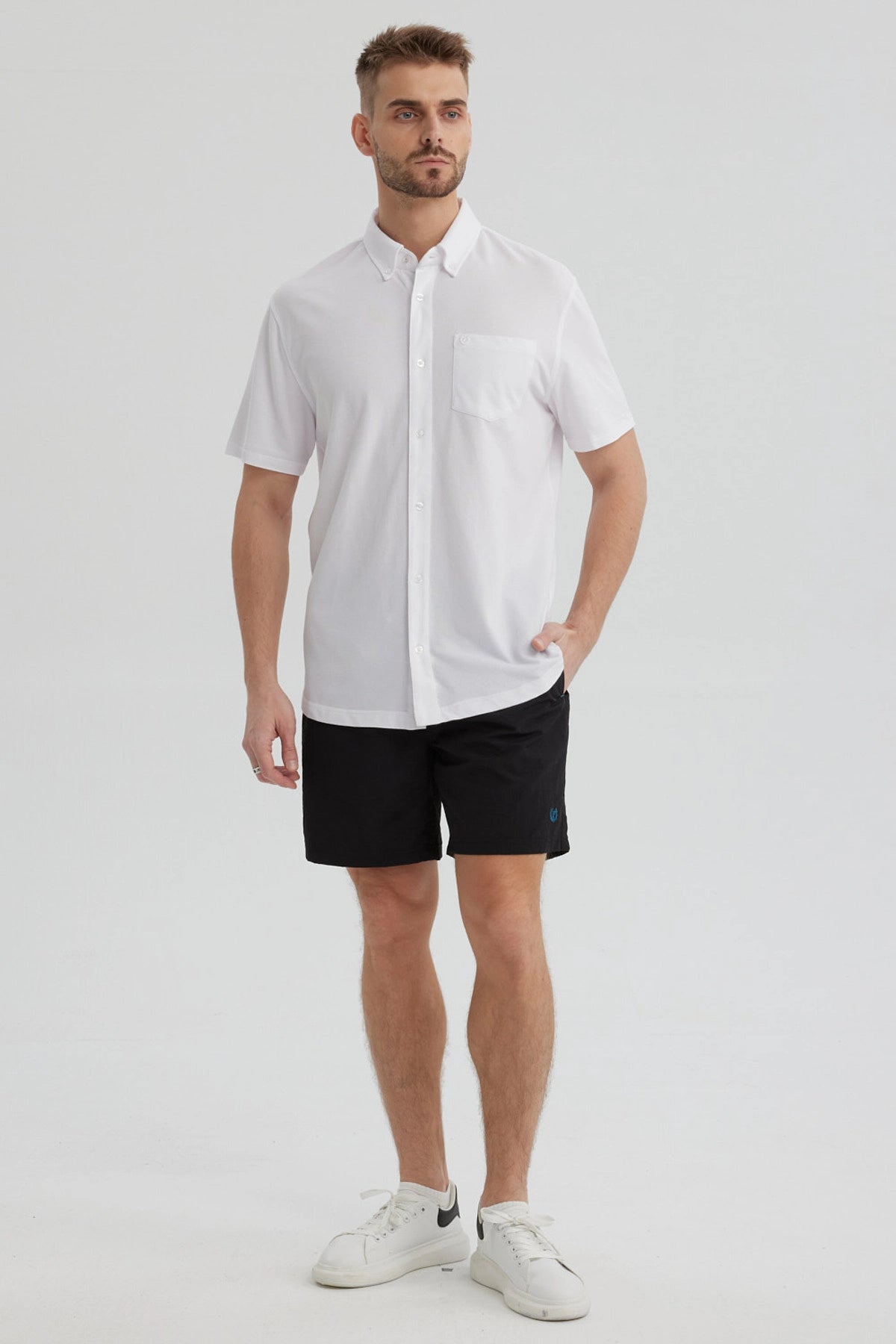 Short de Baño Hombre Liso Negro