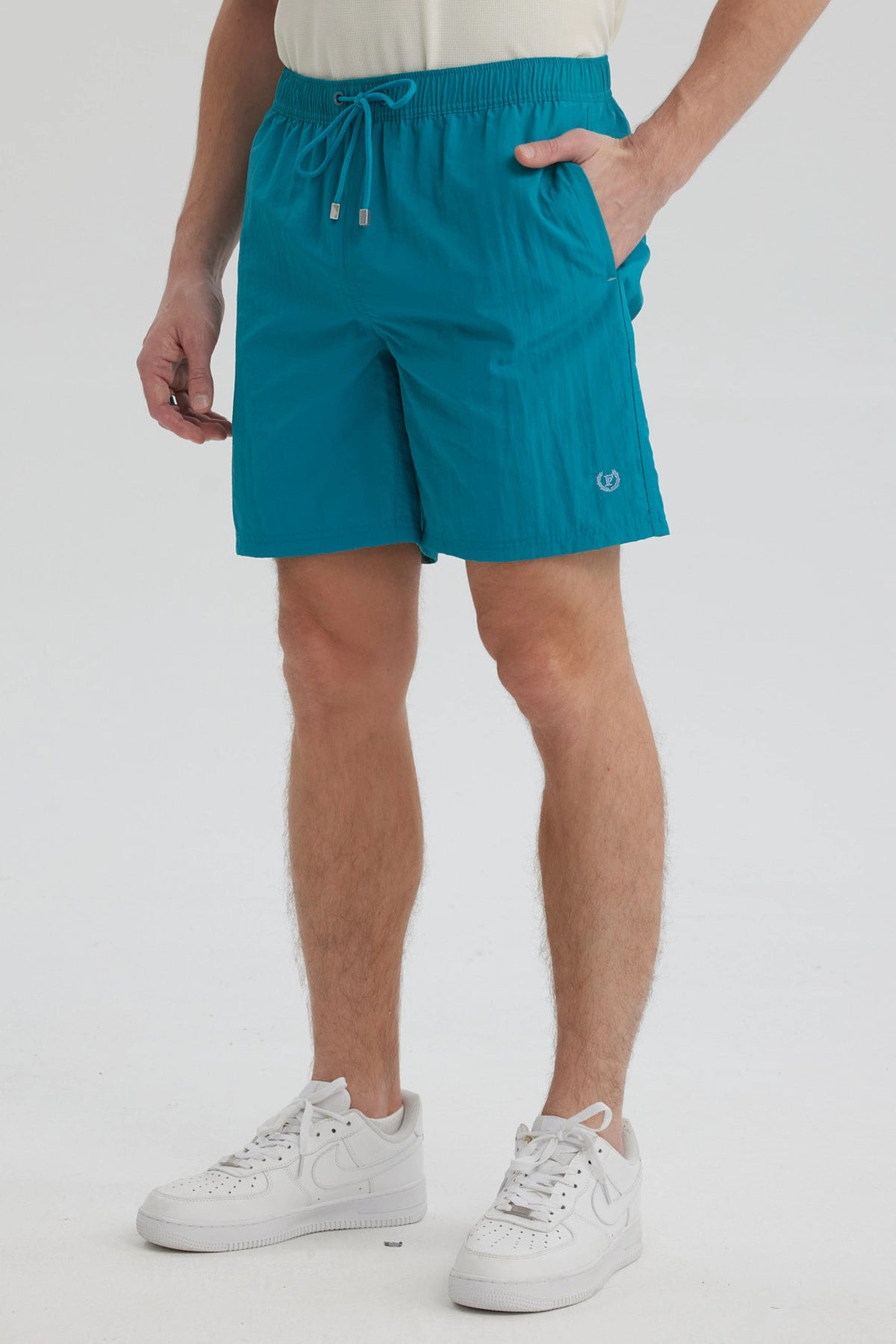 Short de Baño Hombre Liso Turquesa