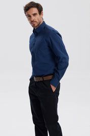 Camisa Hombre Oxford Azul Oscuro