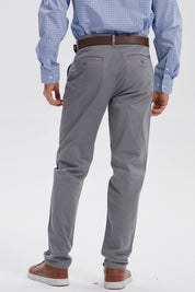 Pantalón Hombre Chino Cinturón Gris Claro