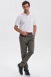 Pantalón Hombre Chino Cinturón Kaki