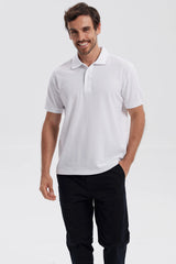 Polera Hombre Pique Básica Lisa Blanco