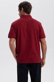 Polera Hombre Pique Básica Lisa Burdeo
