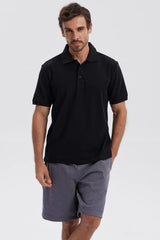 Polera Hombre Pique Básica Lisa Negro
