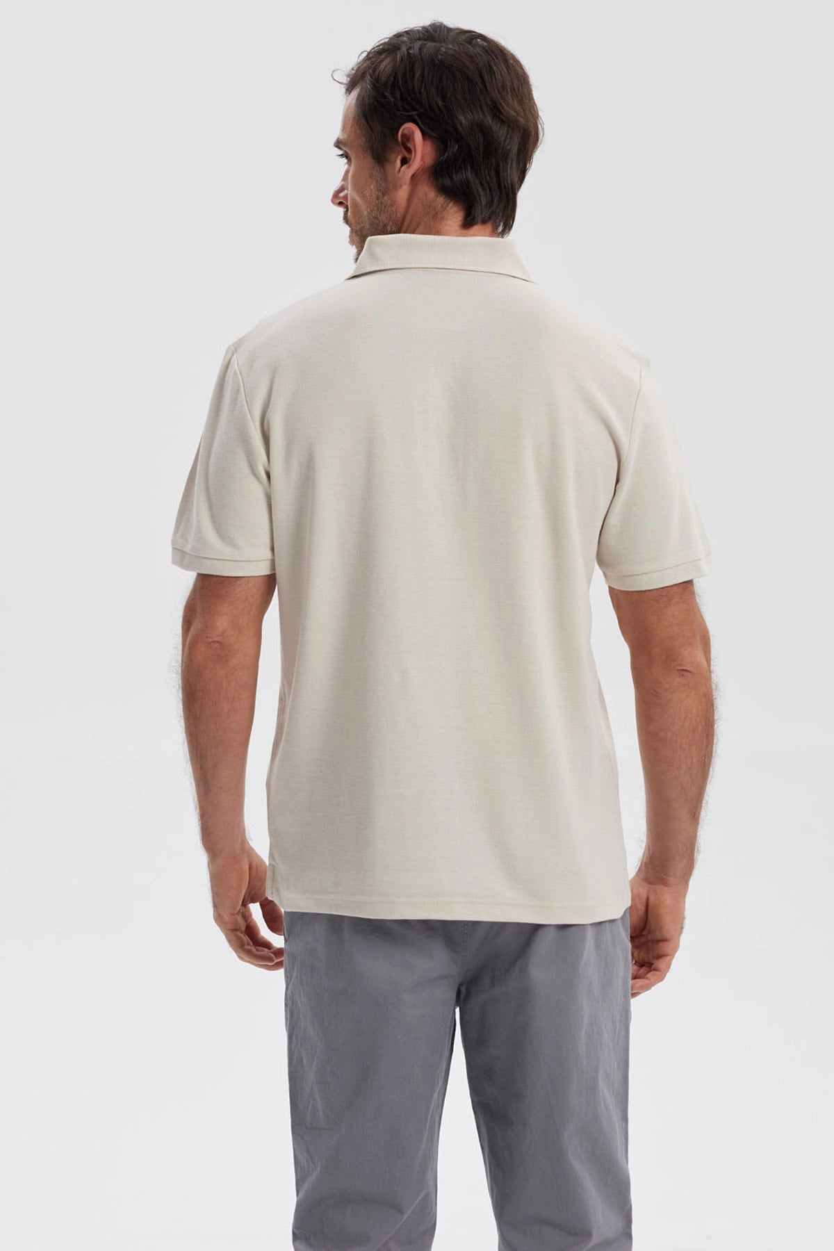 Polera Hombre Pique Básica Lisa Beige