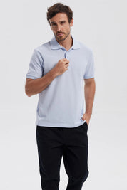 Polera Hombre Pique Básica Lisa Celeste