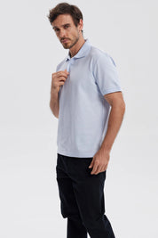 Polera Hombre Pique Básica Lisa Celeste