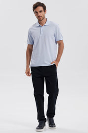 Polera Hombre Pique Básica Lisa Celeste