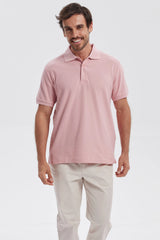 Polera Hombre Pique Básica Lisa Palo Rosa