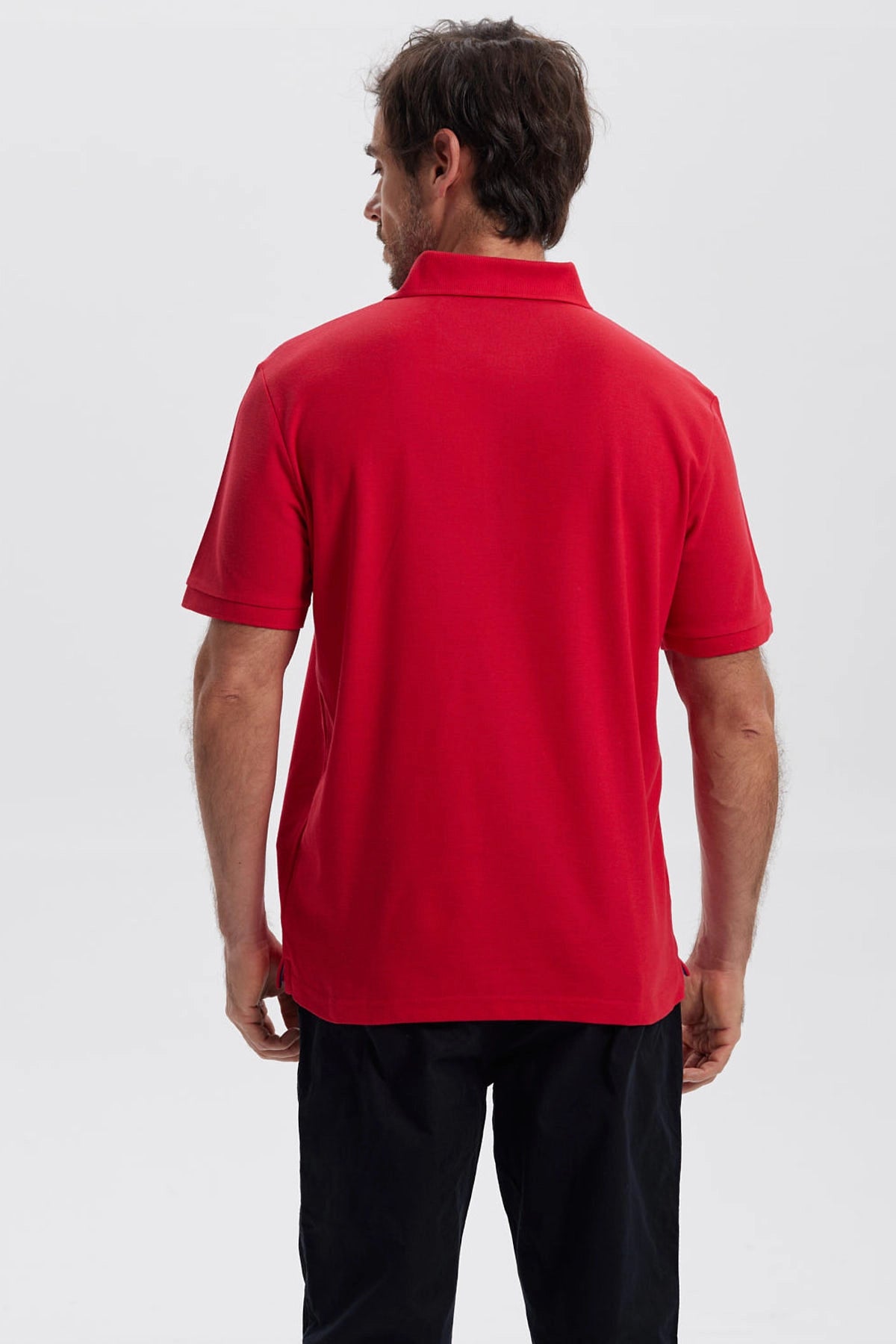Polera Hombre Pique Básica Lisa Rojo