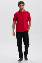 Polera Hombre Pique Básica Lisa Rojo