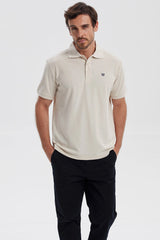 Polera Hombre Pique Básica Lisa Beige
