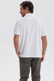 Polera Hombre Pique Básica Lisa Blanco