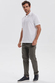 Polera Hombre Pique Básica Lisa Blanco