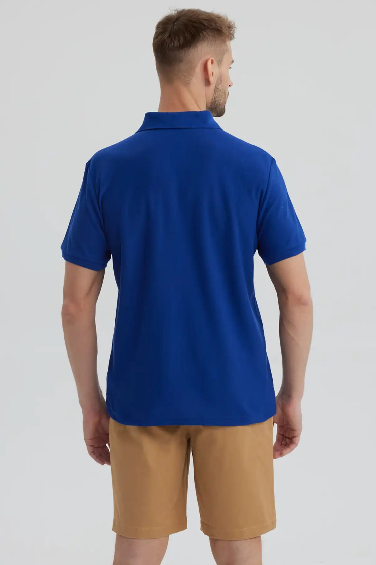 Polera Hombre Pique Básica Lisa Azulino