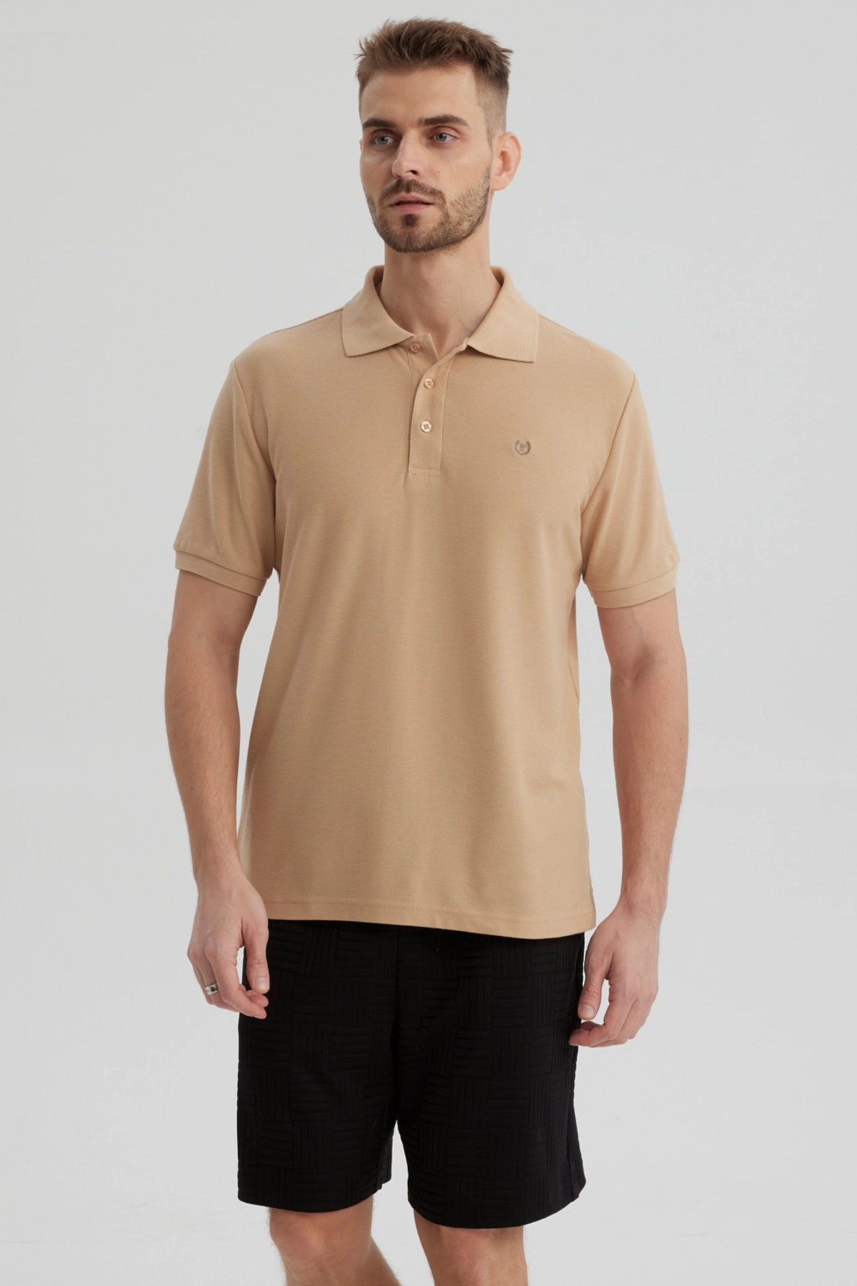 Polera Hombre Pique Básica Lisa Kaki