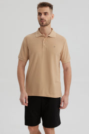 Polera Hombre Pique Básica Lisa Kaki