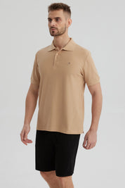 Polera Hombre Pique Básica Lisa Kaki