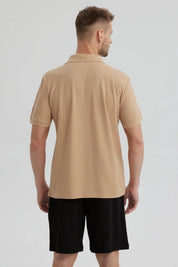 Polera Hombre Pique Básica Lisa Kaki