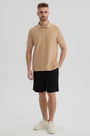 Polera Hombre Pique Básica Lisa Kaki