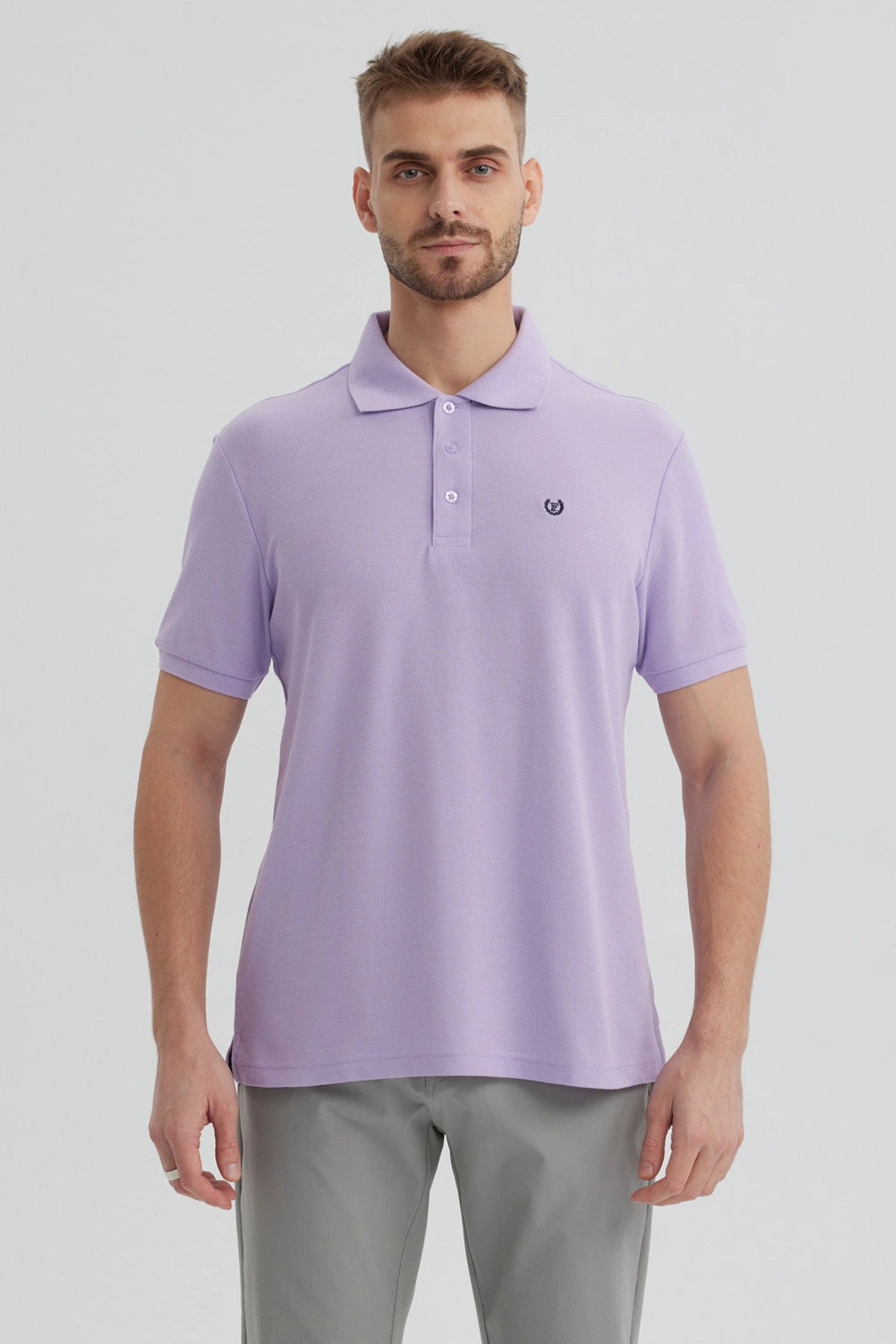 Polera Hombre Pique Básica Lisa Lila