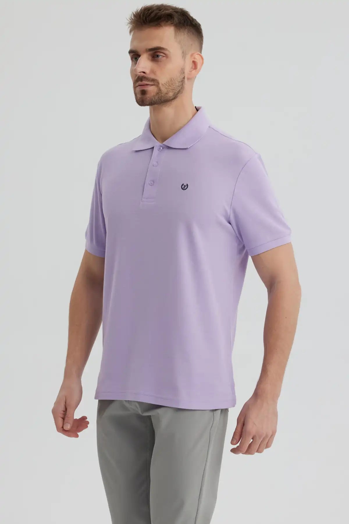 Polera Hombre Pique Básica Lisa Lila