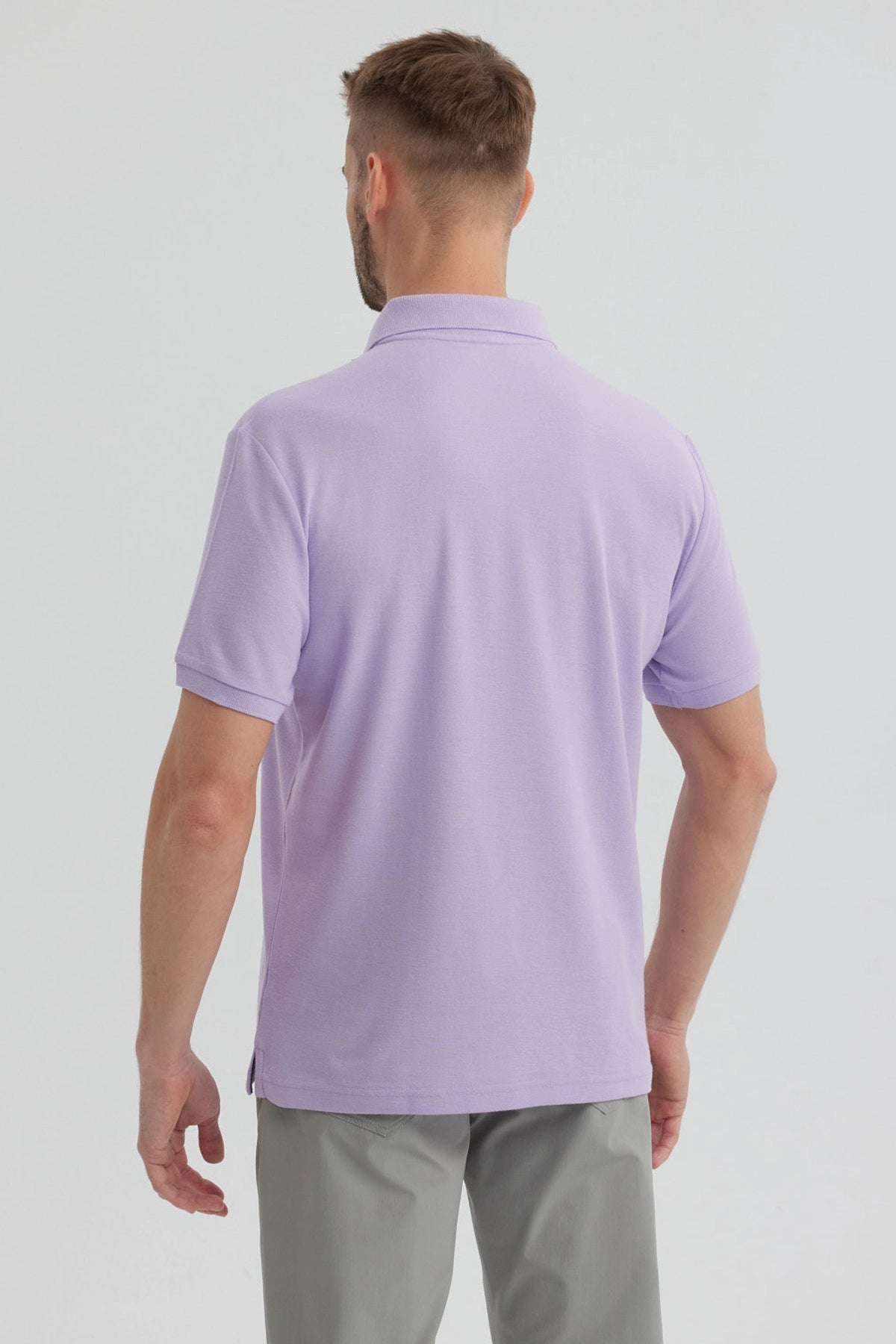 Polera Hombre Pique Básica Lisa Lila