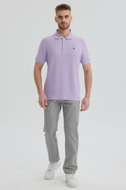 Polera Hombre Pique Básica Lisa Lila