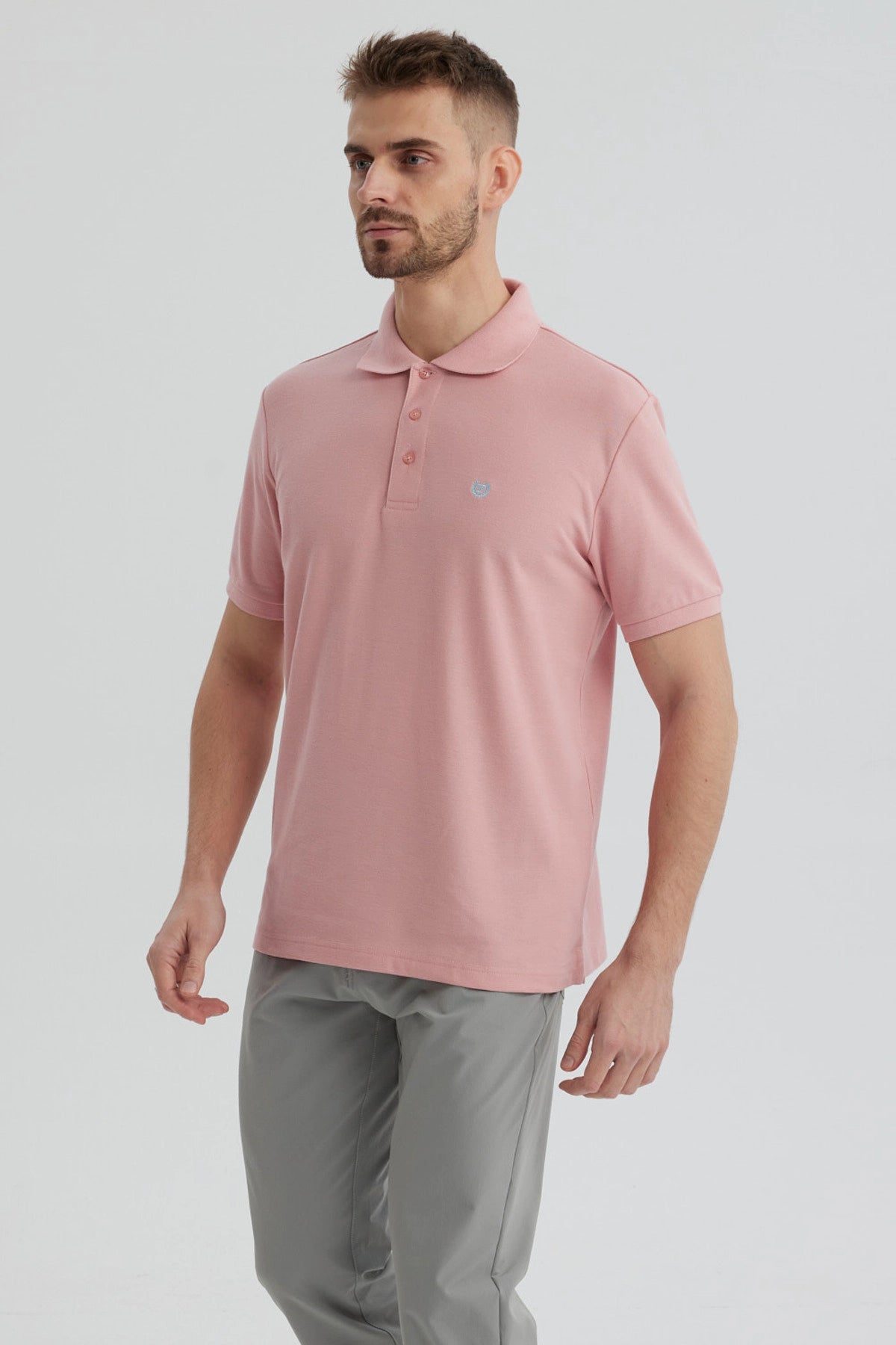 Polera Hombre Pique Básica Lisa Palo Rosa