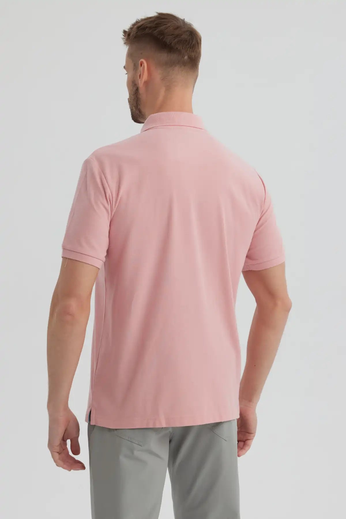 Polera Hombre Pique Básica Lisa Palo Rosa