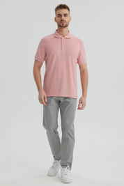 Polera Hombre Pique Básica Lisa Palo Rosa