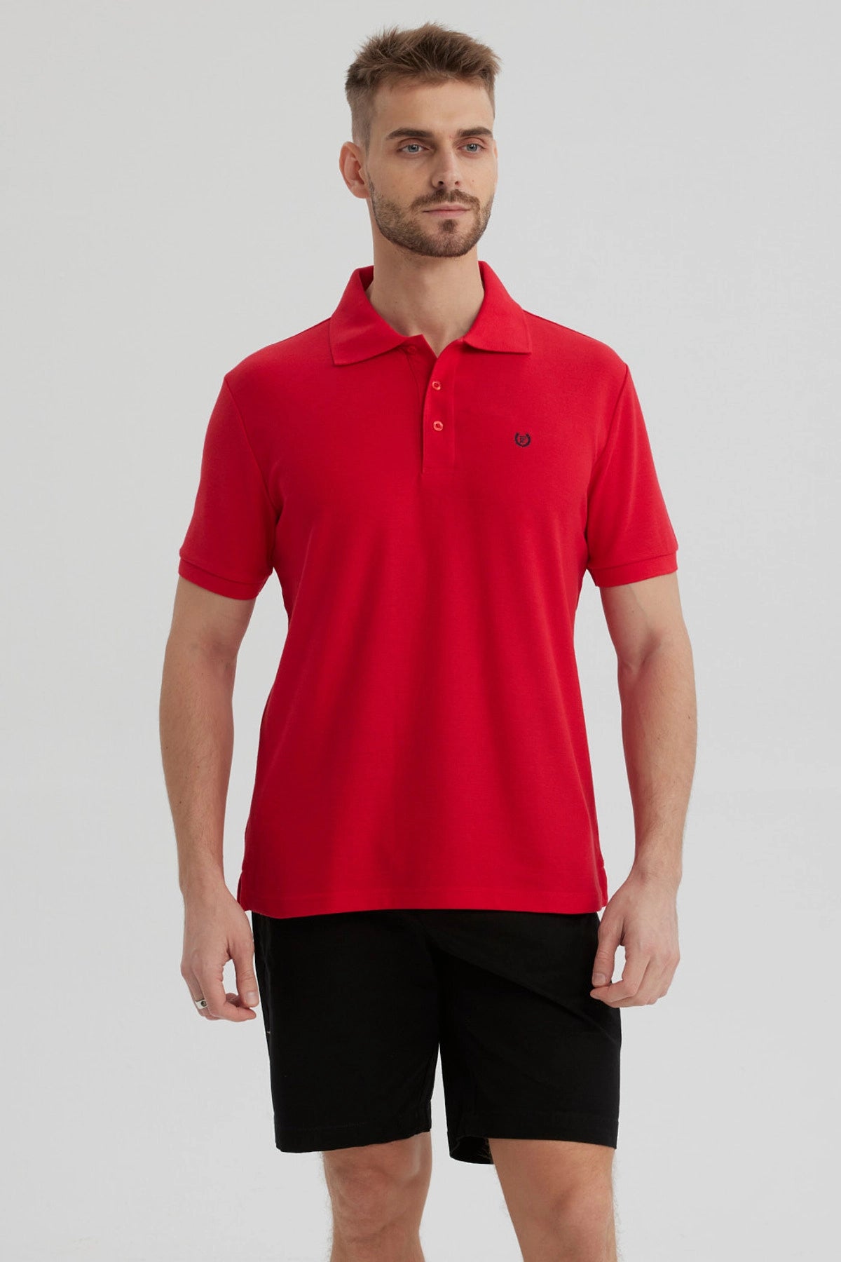 Polera Hombre Pique Básica Lisa Rojo
