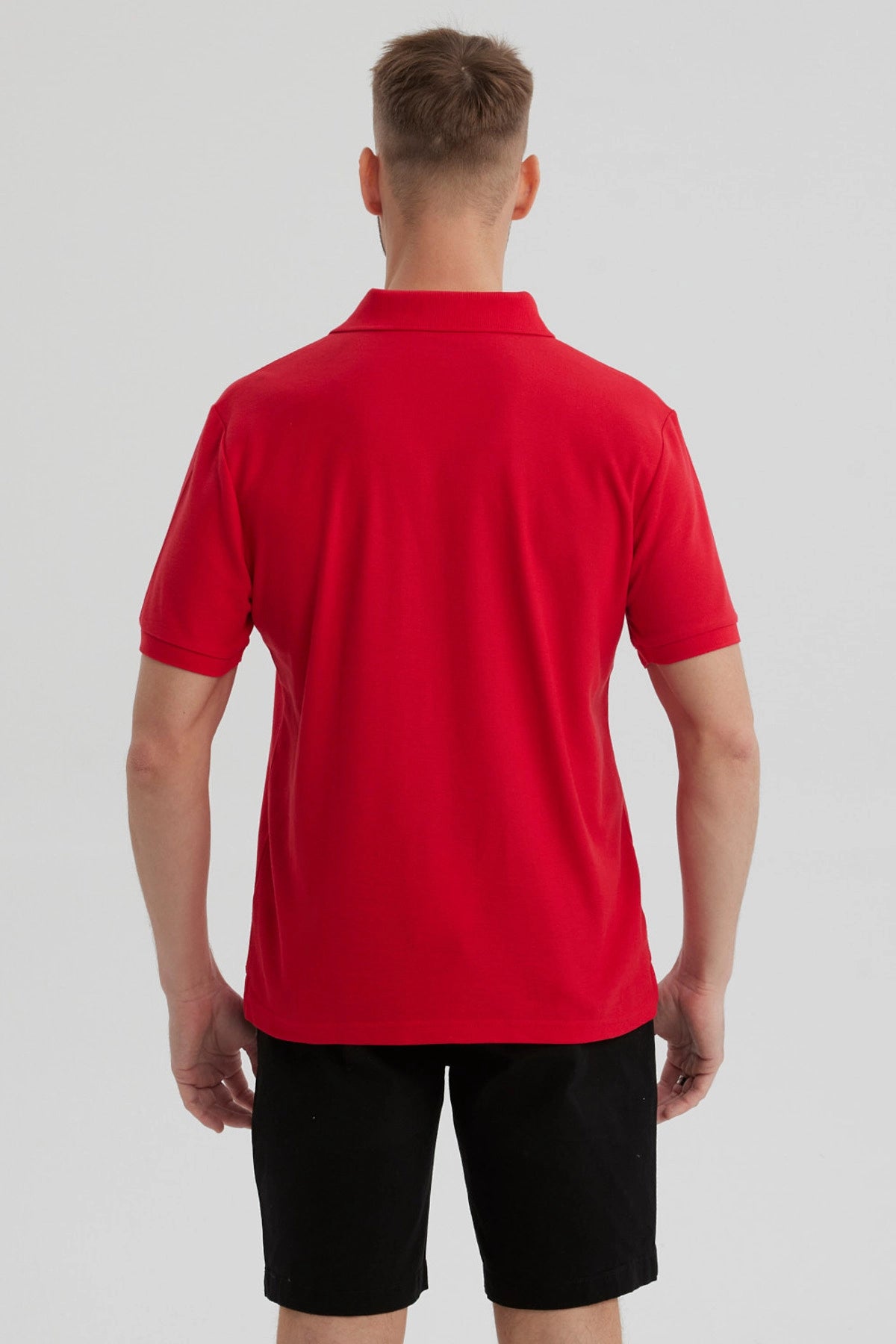 Polera Hombre Pique Básica Lisa Rojo