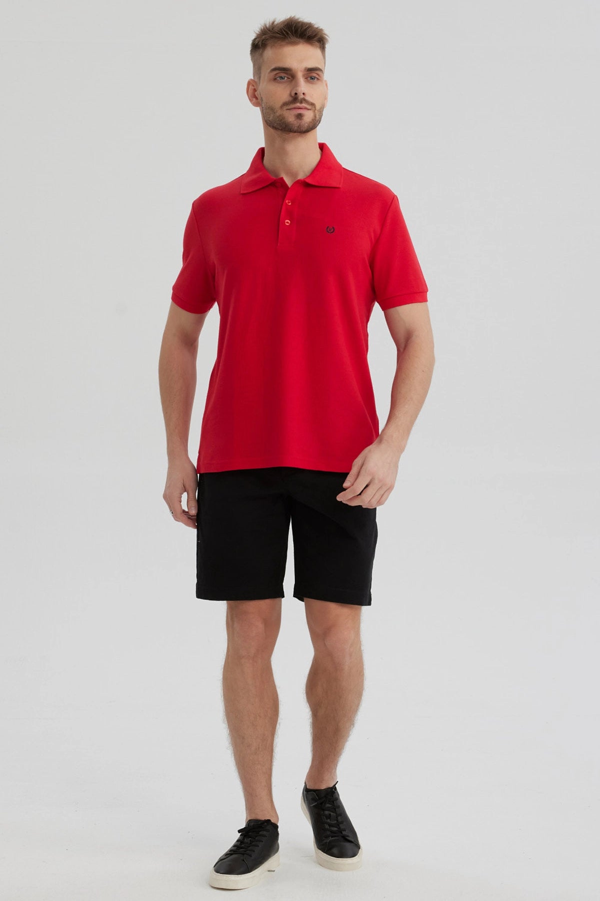 Polera Hombre Pique Básica Lisa Rojo