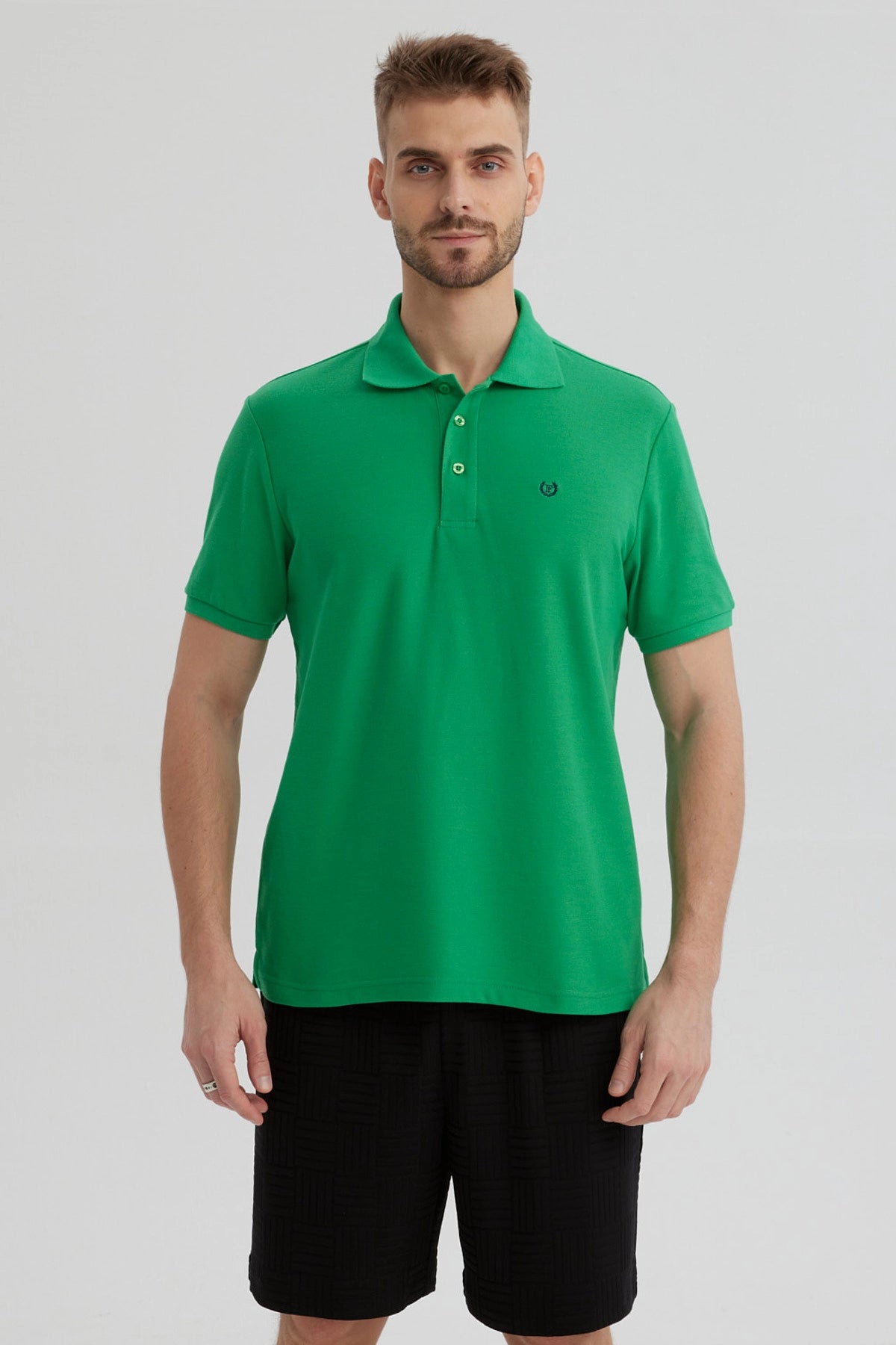 Polera Hombre Pique Básica Lisa Verde