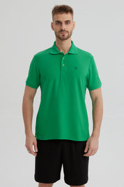 Polera Hombre Pique Básica Lisa Verde