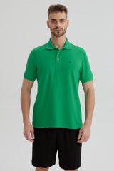 Polera Hombre Pique Básica Lisa Verde