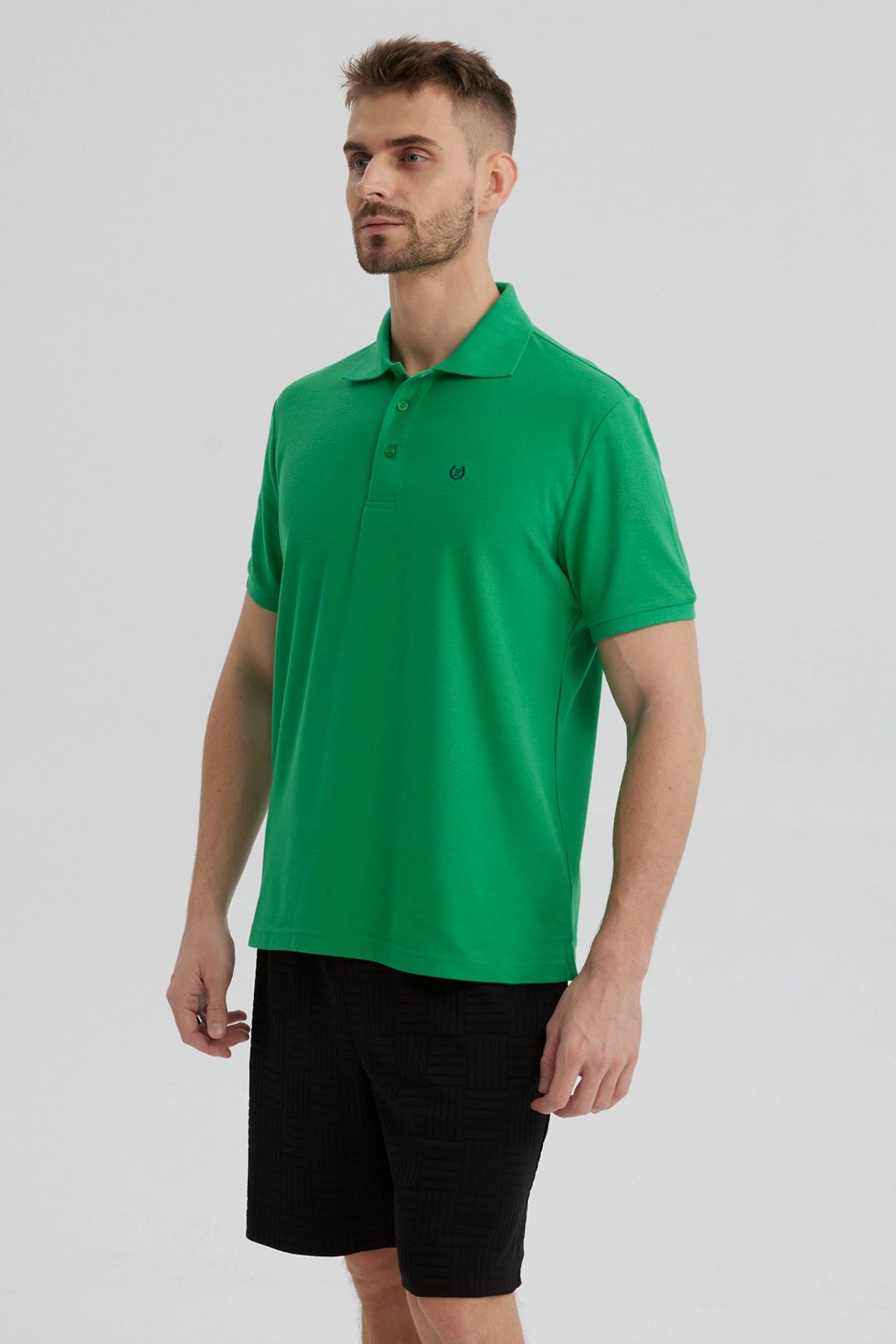 Polera Hombre Pique Básica Lisa Verde