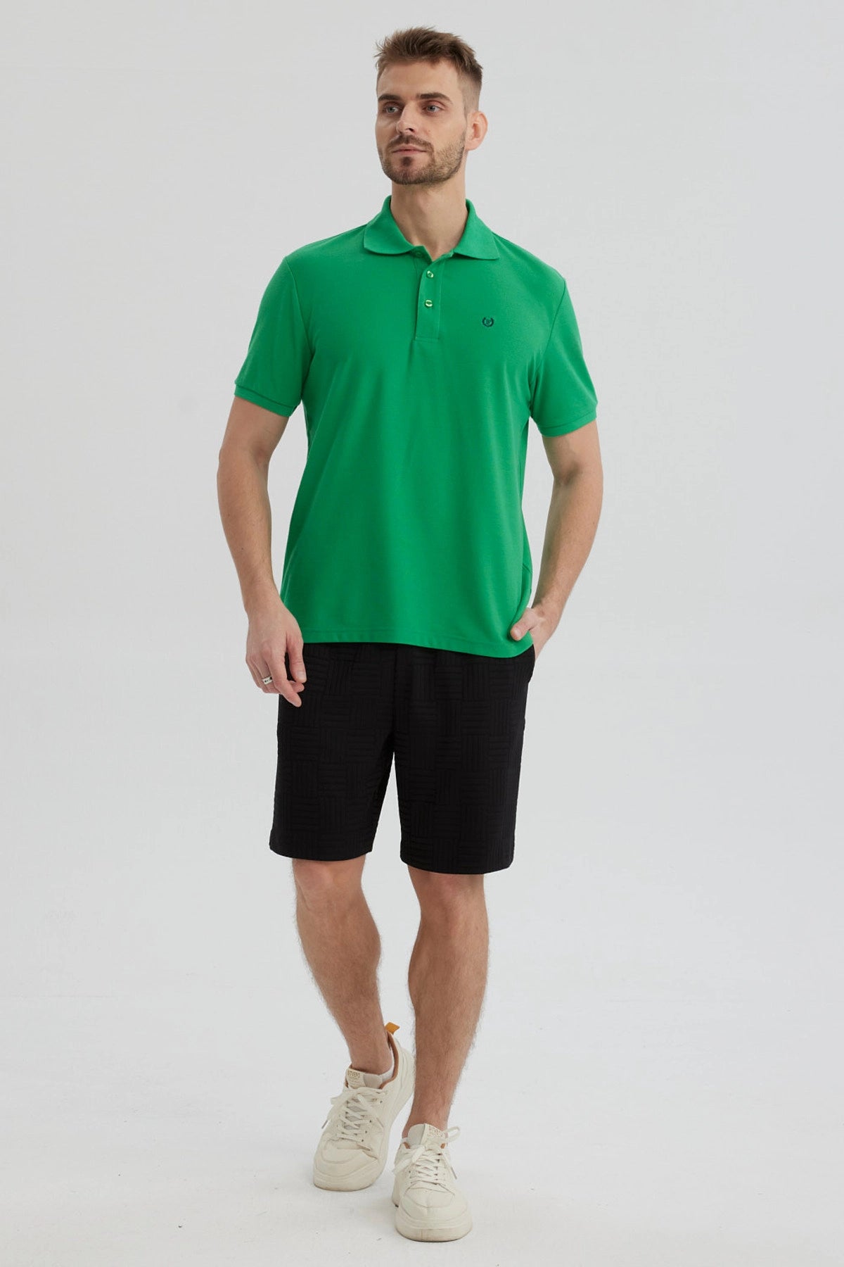 Polera Hombre Pique Básica Lisa Verde