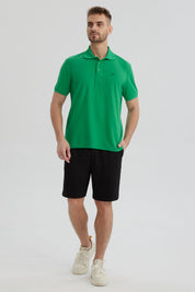 Polera Hombre Pique Básica Lisa Verde