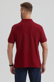 Polera Hombre Pique Básica Lisa Burdeo