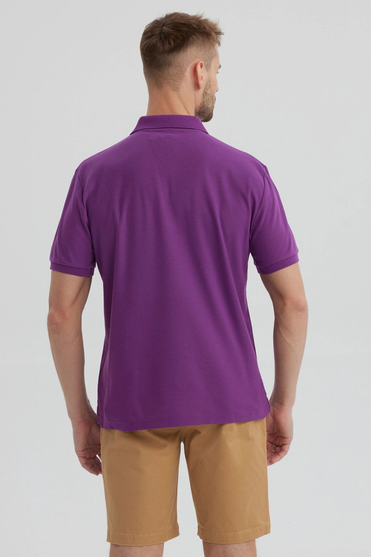 Polera Hombre Pique Básica Lisa Morado