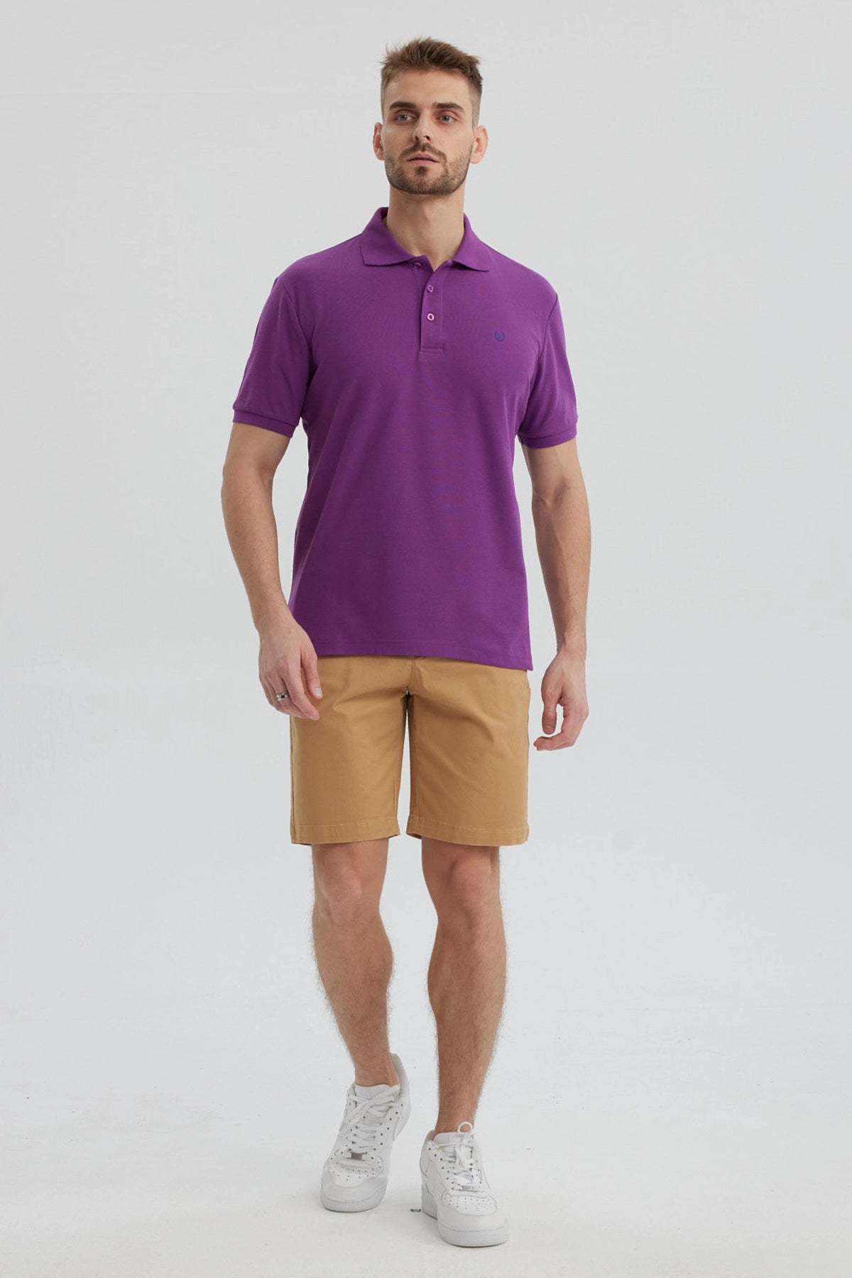 Polera Hombre Pique Básica Lisa Morado