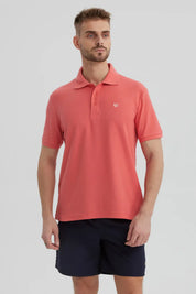 Polera Hombre Pique Básica Lisa Sandía